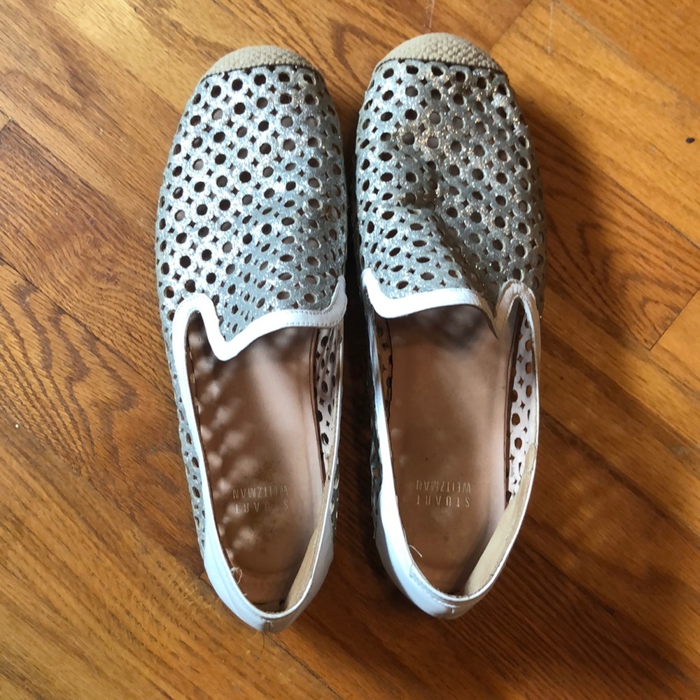 Stuart Weitzman Silver Metallic Leather Espadrille - Picture 7 of 9